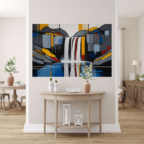 Reflecterende Waterval in Moderne Abstractie poster
