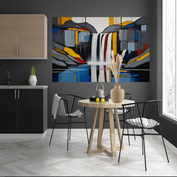 Reflecterende Waterval in Moderne Abstractie poster