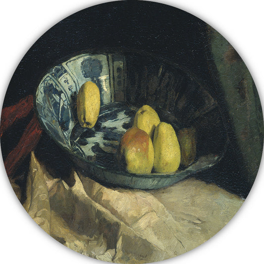 Stilleven met appels op een Delfts blauwe schaal - Willem de Zwart aluminium muurcirkel