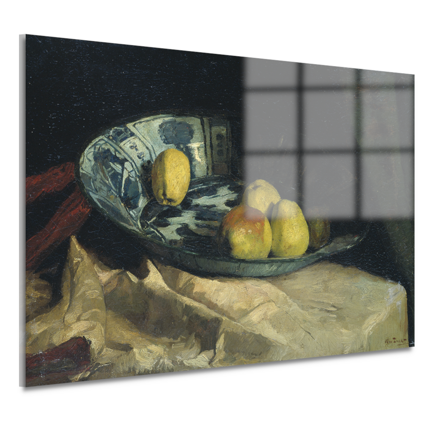 Stilleven met appels op een Delfts blauwe schaal - Willem de Zwart acrylglas