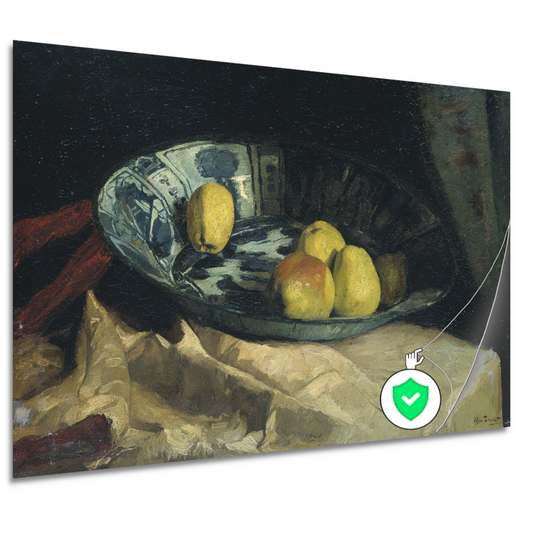 Stilleven met appels op een Delfts blauwe schaal - Willem de Zwart poster