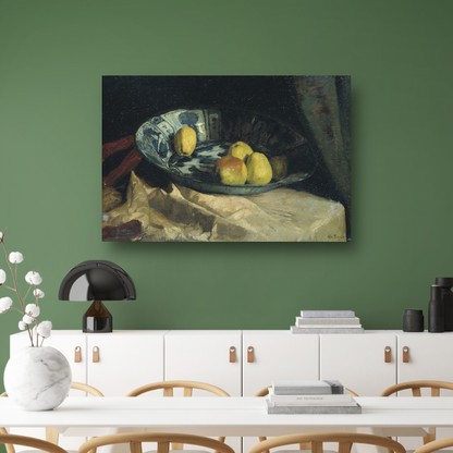 Stilleven met appels op een Delfts blauwe schaal - Willem de Zwart canvas met baklijst