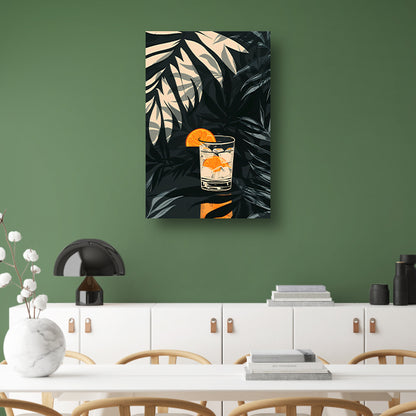 Citruscocktail in Glas met IJs en Planten poster