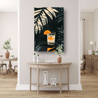 Citruscocktail in Glas met IJs en Planten poster