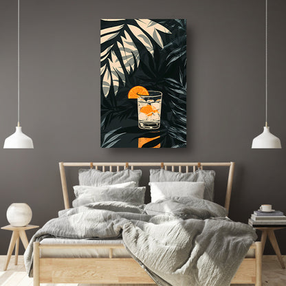 Citruscocktail in Glas met IJs en Planten poster