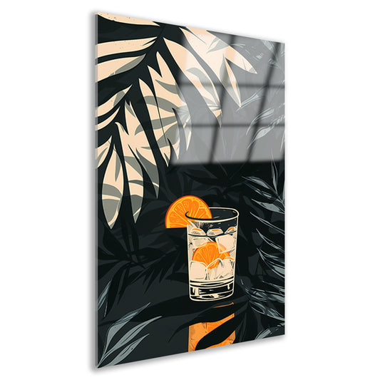 Citruscocktail in Glas met IJs en Planten acrylglas