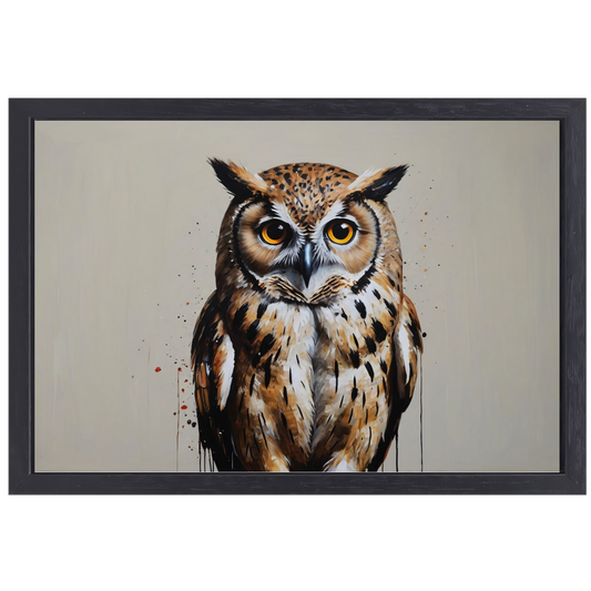 Intens Oogcontact met een Majestueuze Uil canvas met baklijst