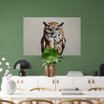 Intens Oogcontact met een Majestueuze Uil poster