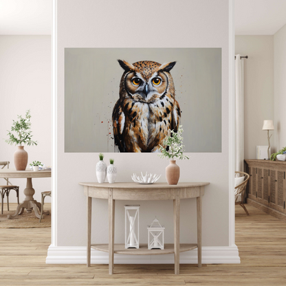 Intens Oogcontact met een Majestueuze Uil poster