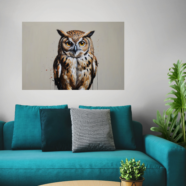 Intens Oogcontact met een Majestueuze Uil poster