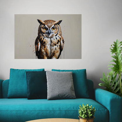 Intens Oogcontact met een Majestueuze Uil poster