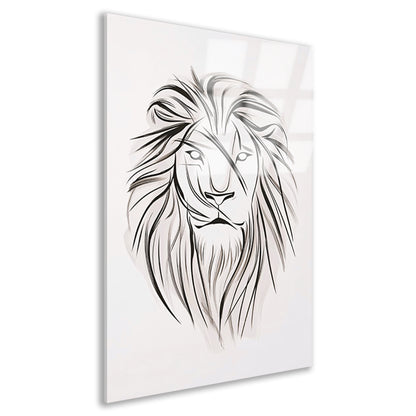 Minimalistische leeuw in zwart-wit lijnen acrylglas