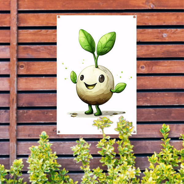 Vrolijk Wortel Karakter Wuift in Digitale Kunst tuinposter