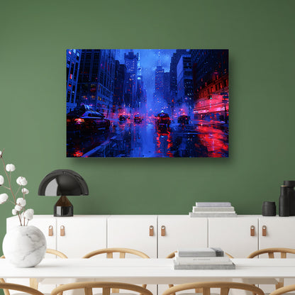 Nachtelijke Stad Straatlicht canvas met baklijst