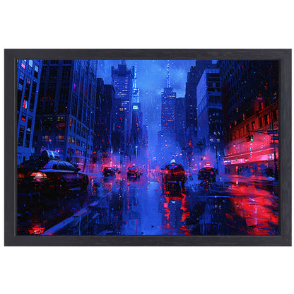 Nachtelijke Stad Straatlicht canvas met baklijst