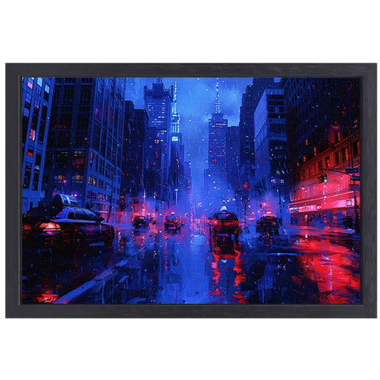 Nachtelijke Stad Straatlicht canvas met baklijst