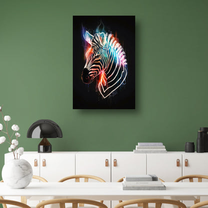 Abstracte Zebra in Kleurrijke Lichtstralen canvas