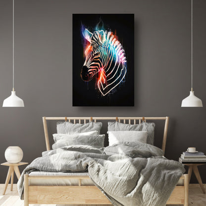 Abstracte Zebra in Kleurrijke Lichtstralen canvas