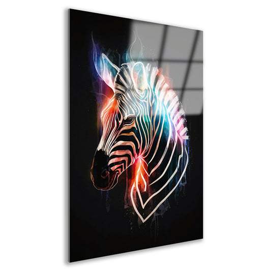 Abstracte Zebra in Kleurrijke Lichtstralen acrylglas