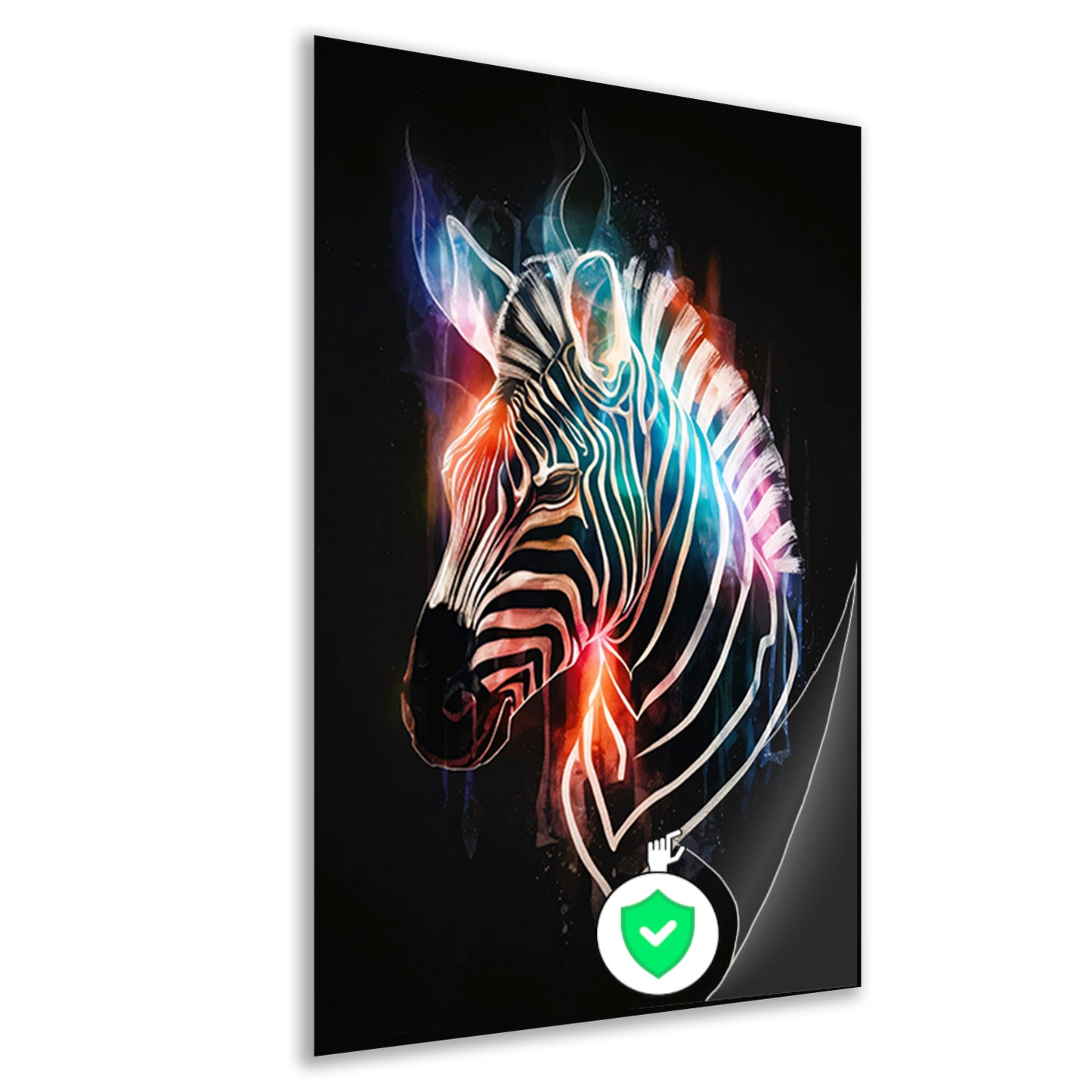 Abstracte Zebra in Kleurrijke Lichtstralen poster