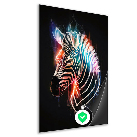 Abstracte Zebra in Kleurrijke Lichtstralen poster