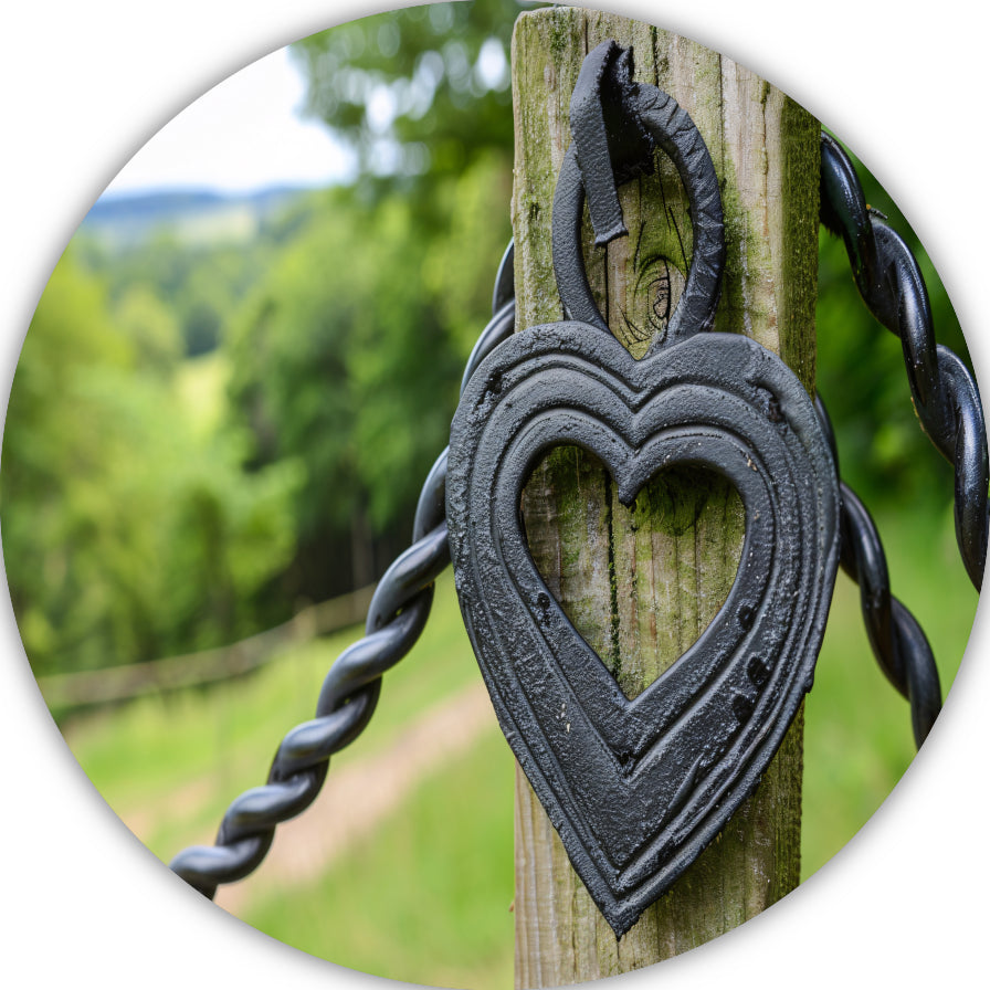 Zwart Houten Hart aluminium muurcirkel