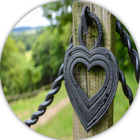 Zwart Houten Hart aluminium muurcirkel