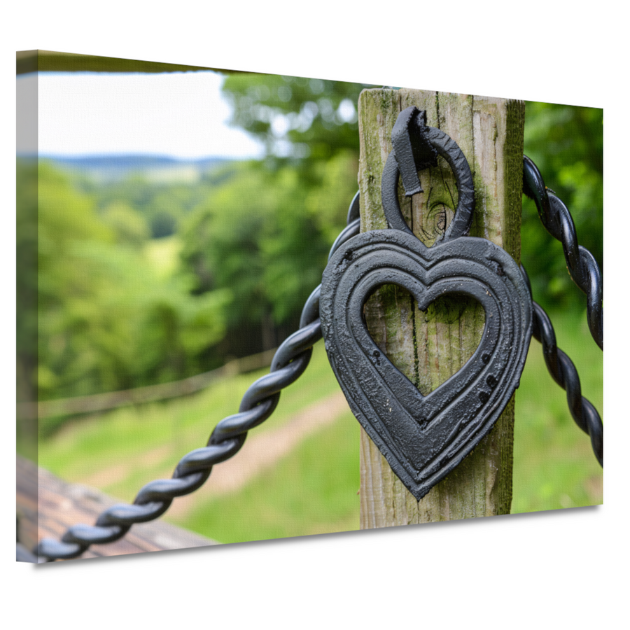 Zwart Houten Hart canvas