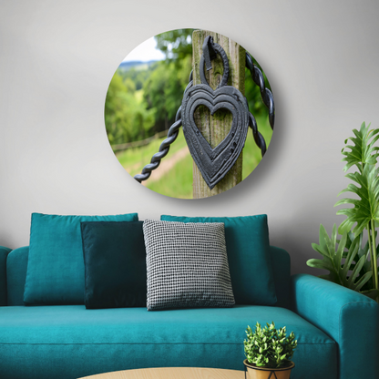 Zwart Houten Hart aluminium muurcirkel