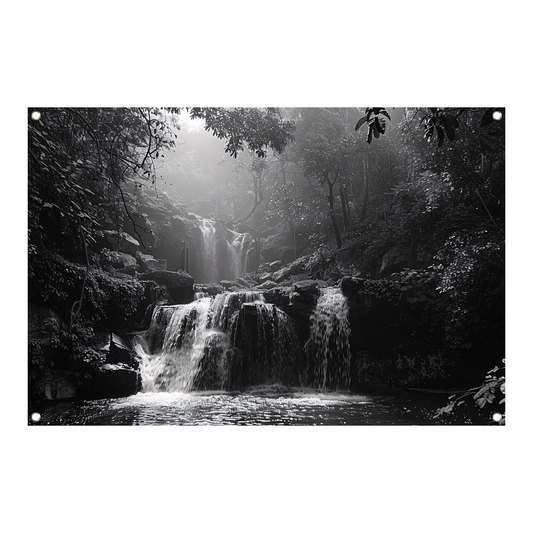 Klassieke Zwart-Wit Waterval tuinposter