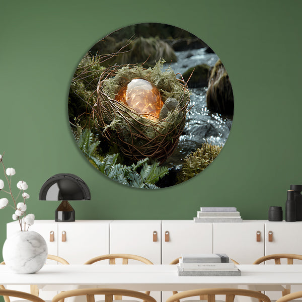 Vogelnest met glasbal in slaapkamer forex muurcirkel