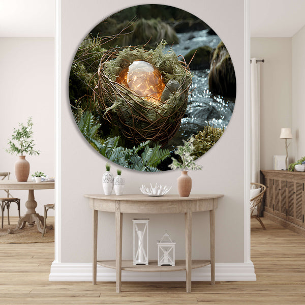 Vogelnest met glasbal in slaapkamer forex muurcirkel