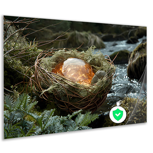 Vogelnest met glasbal in slaapkamer poster