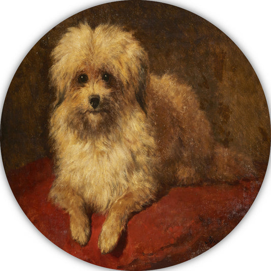 Liggend hondje - Henriëtte Ronner-Knip aluminium muurcirkel