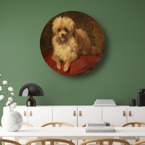 Liggend hondje - Henriëtte Ronner-Knip aluminium muurcirkel