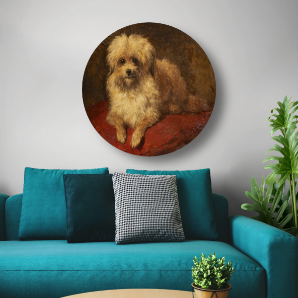 Liggend hondje - Henriëtte Ronner-Knip aluminium muurcirkel