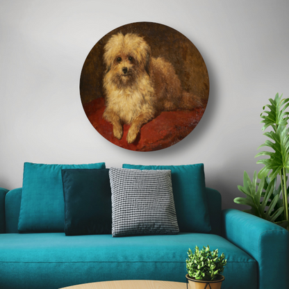 Liggend hondje - Henriëtte Ronner-Knip aluminium muurcirkel