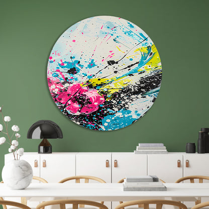 Dynamische abstracte kunst met kleurrijke spatten forex muurcirkel
