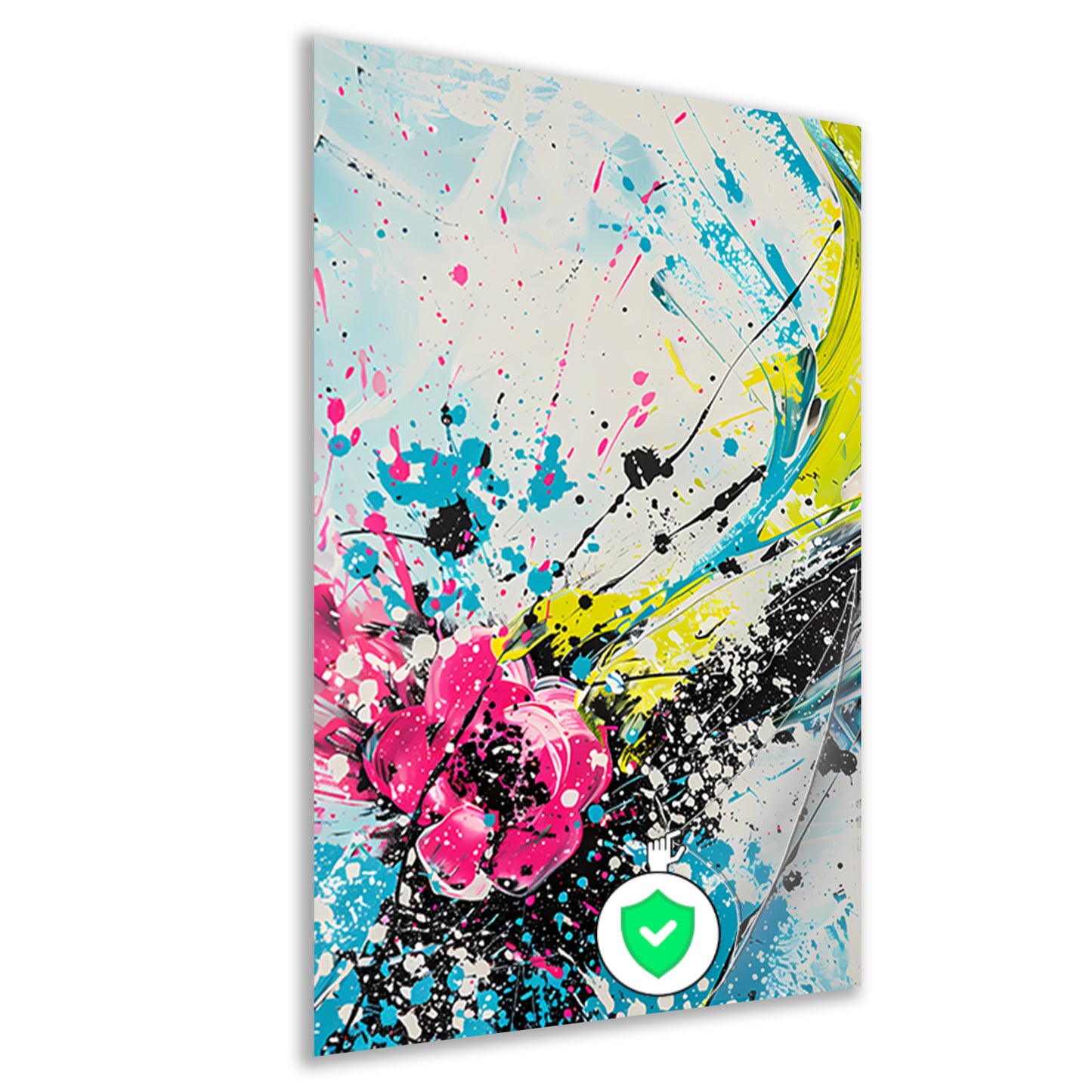 Dynamische abstracte kunst met kleurrijke spatten poster