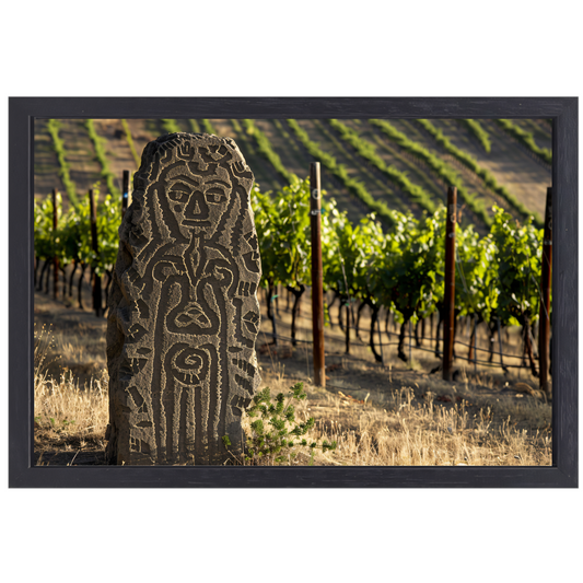 Antieke Sculptuur Omringd door Wijngaard Groen canvas met baklijst