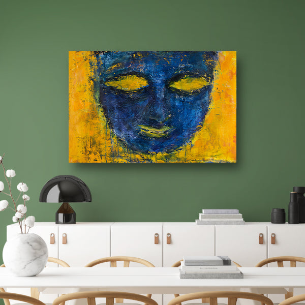Abstract schilderij van gezicht in kleuren poster