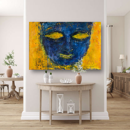 Abstract schilderij van gezicht in kleuren poster
