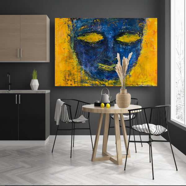 Abstract schilderij van gezicht in kleuren poster