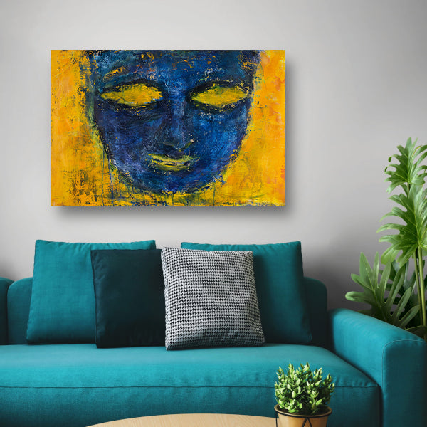 Abstract schilderij van gezicht in kleuren poster