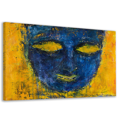 Abstract schilderij van gezicht in kleuren canvas