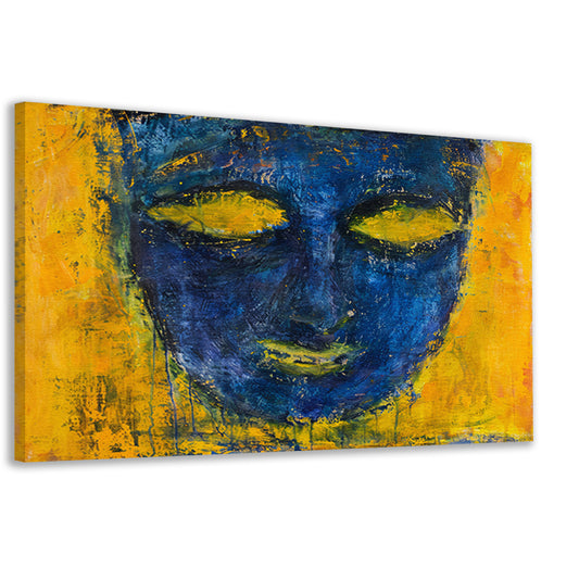 Abstract schilderij van gezicht in kleuren canvas
