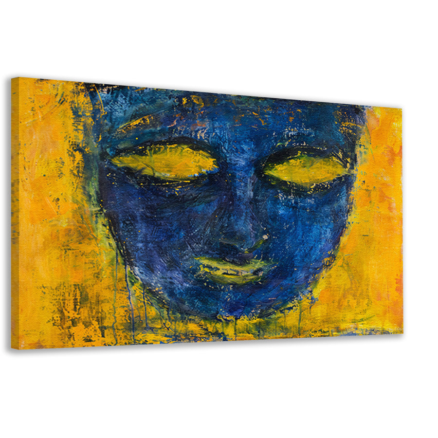 Abstract schilderij van gezicht in kleuren canvas