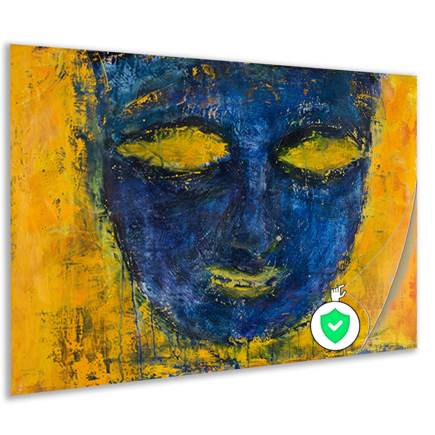 Abstract schilderij van gezicht in kleuren poster