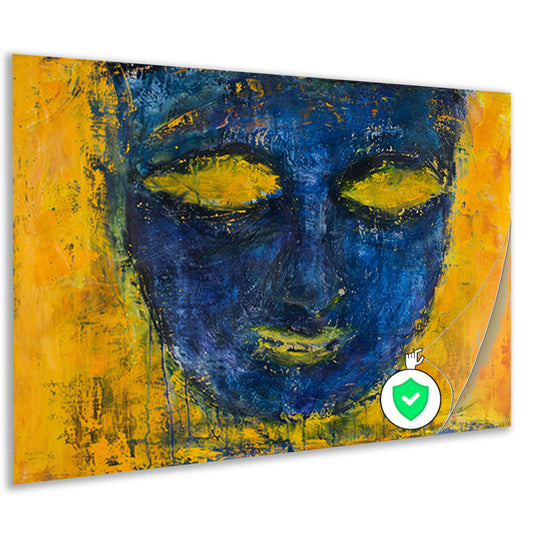 Abstract schilderij van gezicht in kleuren poster