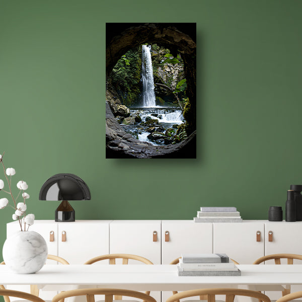 Waterval door Stenen Raam in Natuur acrylglas